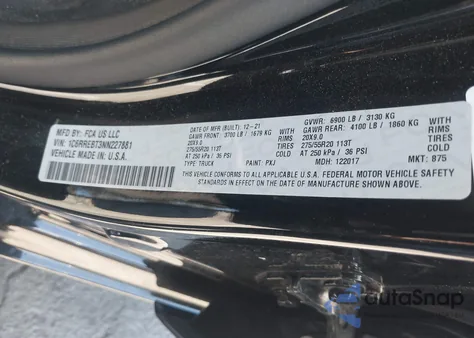 2022 Ram 1500 Big Horn/Lone Star z USA, uszkodzony, nr VIN 1C6RREBT3NN227881